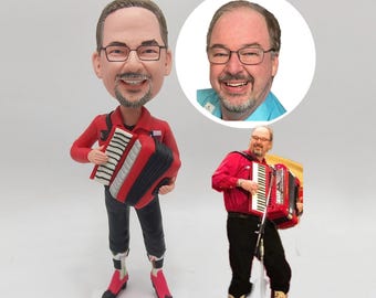 Custom Musician Bobblehead Accordion Player Figurine Orchestra Member Sculpture Creative Character Music Lover Edition