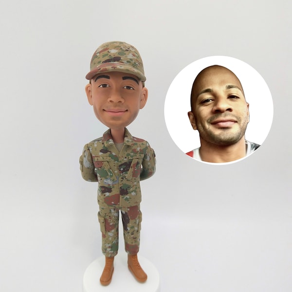 Custom Soldier Bobblehead,Personalized Air Force Bobblehead, Personalized Commander Bobblehead, Male Soldier Custom Bobblehead,Army Soldier