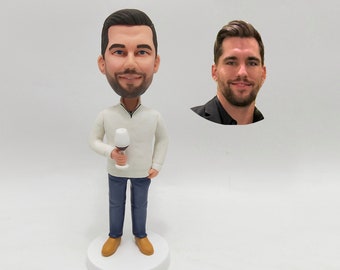 Custom Christmas Boyfriend Bobblehead Personalized Figurine Created from Photos for Holiday Romantic Surprise Display