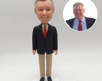 Personalized Boss Retirement Bobblehead Custom Supervisor Figurine Made from Photos for Office Appreciation Display