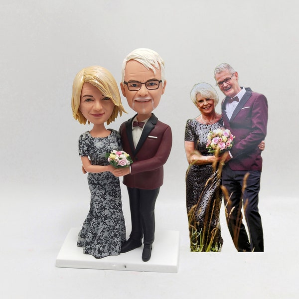 Custom Couple Bobblehead – Personalized 50th Anniversary Figurine Golden Wedding Character Sculpture Edition Model Celebration