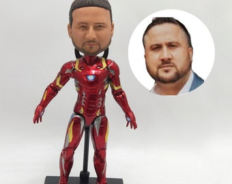 Benutzerdefinierte Iron Man Bobblehead, handgemachte 3D-Figuren, personalisierte Bobble Head Puppen für Sport, Jungen, Mädchen, Kind, Iron Man Bobblehead Geschenk