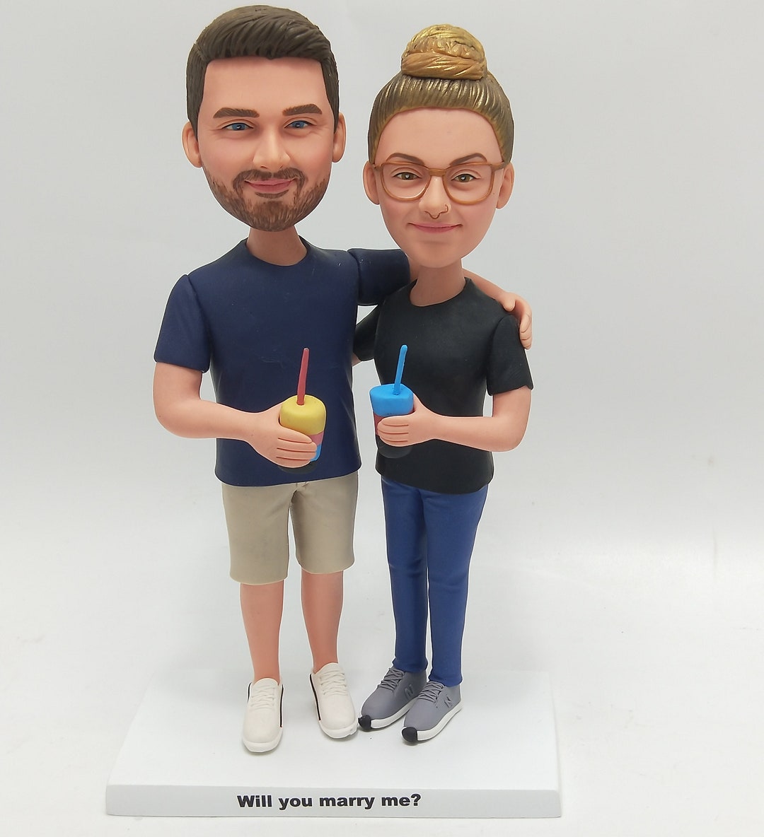 Happy Couple Bobblehead - Custom Personalized Gift Set main image 1