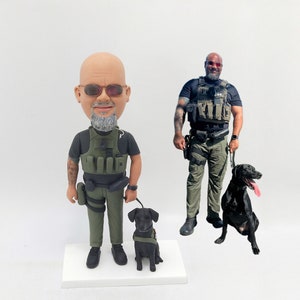 Custom Bobblehead Male Police Officer,Policeman Custom Bobblehead,Army Custom Bobblehead,Policeman with Police Dog Custom Bobblehead,CoolDad