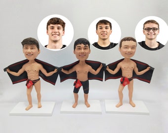 Custom Bodybuilding Bobbleheads, Custom Muscle Male Bobbleheads,Handsome Man Figurines,Personalized Gift,Best Swim Theme Gift,Best Swim Team