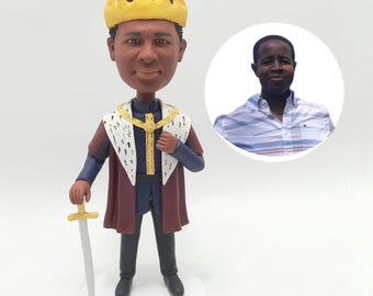 Custom Royal Costume Bobblehead – Personalized Fantasy King Figurine Based On Your Photo