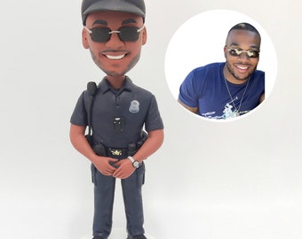 Custom Police Officer Bobblehead Personalized Figurine Created from Photos for Sunglasses Duty Home Display