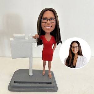 Agente de bienes raíces Bobblehead personalizado, Bobblehead personalizado de bienes raíces femenino, Agente de vendedores Bobblehead personalizado, Agente de compradores Bobble cabeza personalizada