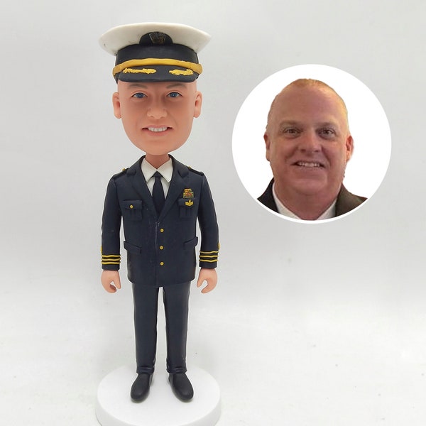 Benutzerdefinierte Pilot Bobblehead, personalisierter Bobblekopf als Kapitän Ruhestand Gfit, Militär Geschenk für Chef, Opa, Geburtstags-Jubiläumsgeschenk