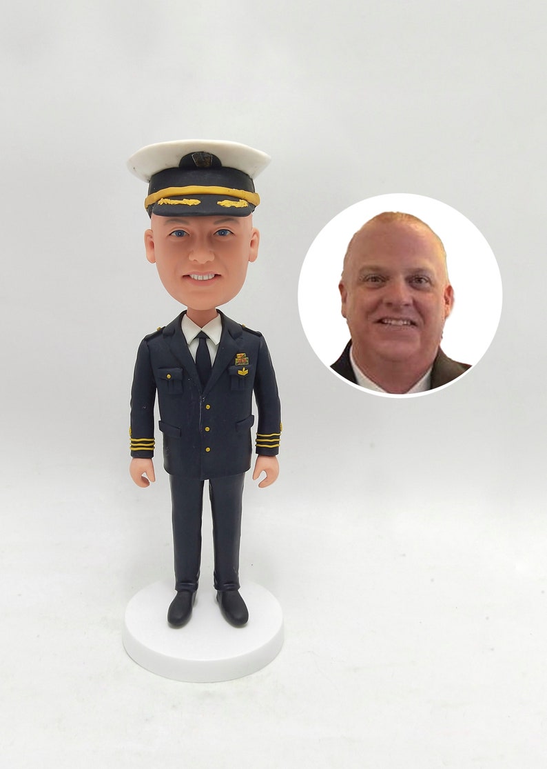 Custom Pilot Bobblehead, Personalized Bobble Head As Captain Retirement Gfit, Military Man Gift For Boss, Grandpa, Birthday Anniversy Gift image 1