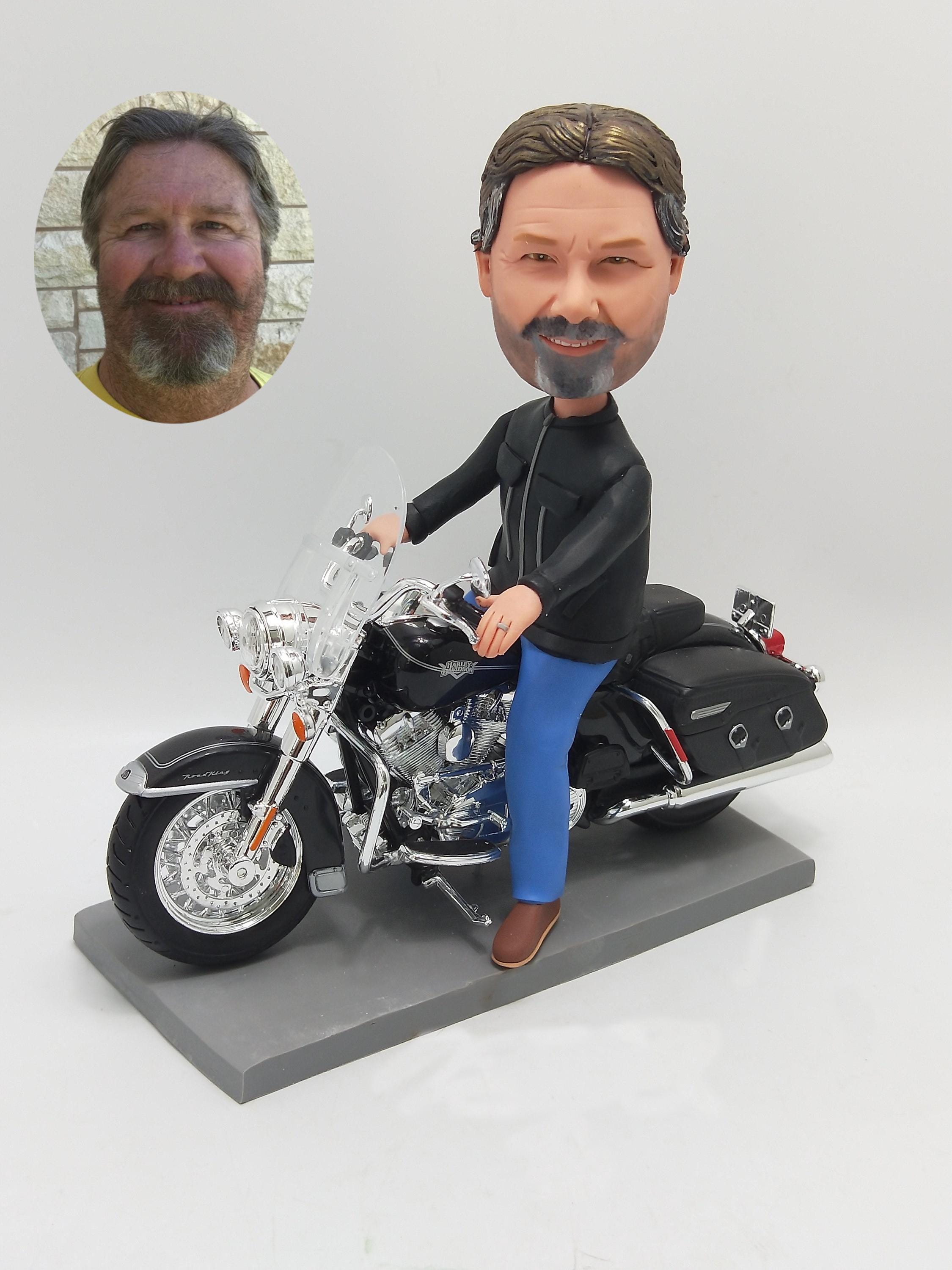 Custom Bobblehead on Motorcycle, Custom Racing Motorcycle Bobblehead, Personalized Moto Bobblehead For Father, Motorcycle Rider Bobblehead