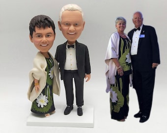 Custom Parents 50th anniversary bobblehead ，Personalized Figurine Created from Photos for 50th Family Celebration