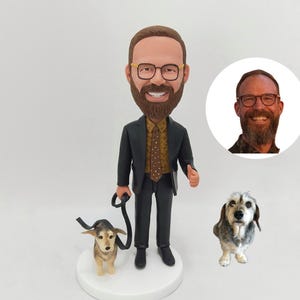 Custom Father bobblehead, custom bobblehead from photo, custom men and dog statue figurines, give him the most memorable bobblehead gift