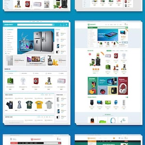 Peut inclure: Un site web présentant divers produits électroniques et gadgets. Les produits incluent des montres intelligentes, des enceintes, des mixeurs, des écouteurs et des accessoires informatiques. Le site a une mise en page épurée avec des images de produits et des bannières promotionnelles.