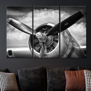 Airplane Propeller Canvas print Vintage Airplane canvas wall art Man cave decor Airplane decor