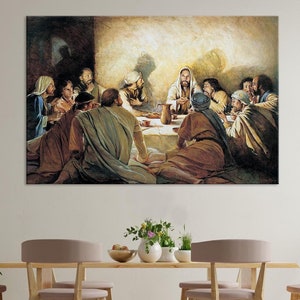 Last Supper canvas print Religious wall decor Catholic art prints Christian wall art Jesus painting Large wall art
