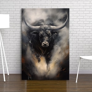 Abstract Bull  Painting on Canvas Large Original Bull Canvas Wall Art Modern Animal Wall Art Living Room Bedroom Decor