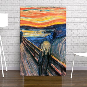 The Scream by Edvard Munch Canvas Print – Expressionist Horror Art – Famous 1893 Painting Reproduction – Bold Modern Wall Decor