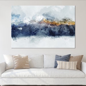 Abstract painting Abstract canvas wall art Mountain wall decor Smoky mountains print Large Canvas Art Single Panel