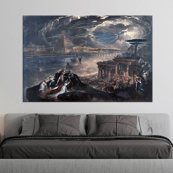 The Fall of Babylon, Cyrus the Great Defeating the Chaldean Army (1831) John Martin, Bible History print, Famous wall art