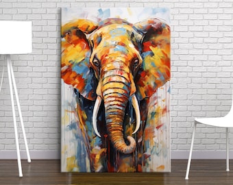 Elephant Canvas Art Print Elephant Canvas Wall Art Modern Painting Home Office Wall Decor Animal Wall Art