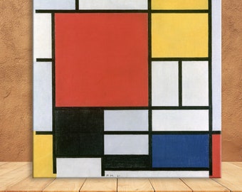 Composition with large red plane, yellow, black, gray and blue (1921) Piet Mondrian, Abstract canvas print, Modern wall art