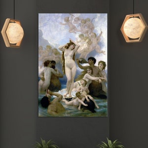 The Birth of Venus (1879) William Bouguereau Classic Mythological Canvas Art Print, Renaissance-Inspired Home Art, Rolled or Framed