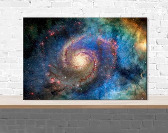 Colorful Nebula painting Space canvas print Galaxy wall art Astronomy Large wall art Living room decor