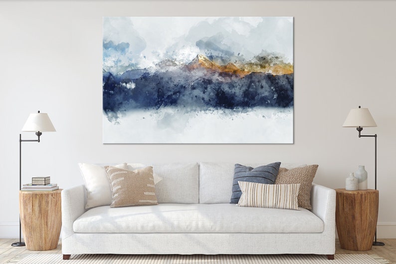 Abstract painting Abstract canvas wall art Mountain wall decor Smoky mountains print Large Canvas Art Single Panel
