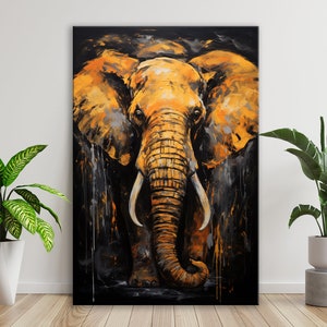 Elephant Canvas Wall Art Elephant Canvas Art Print Animal Wall Art Modern Painting Home Office Wall Decor - rolled or framed