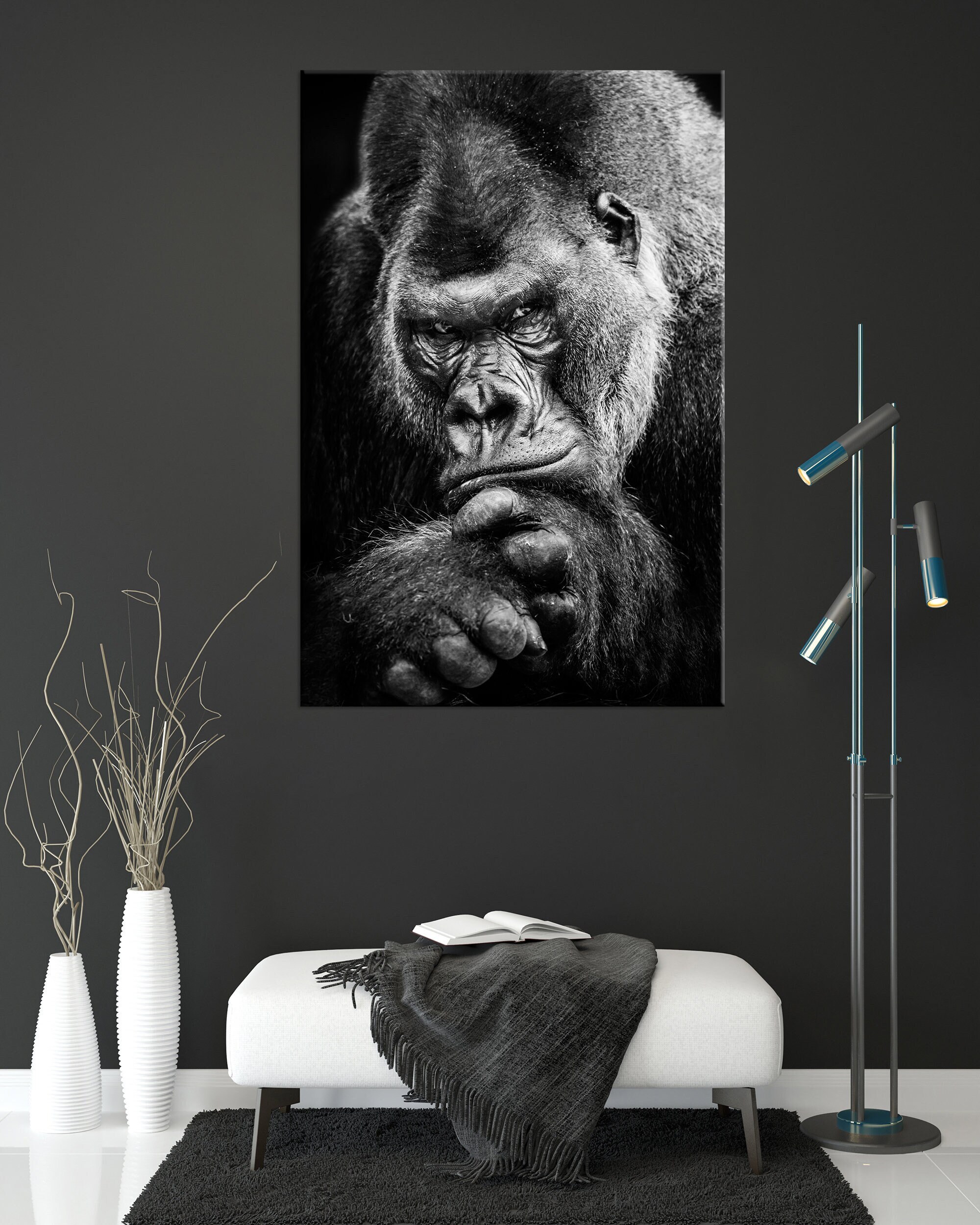 Gorilla canvas print Animal wall art Modern Home Office Decor Large canvas art