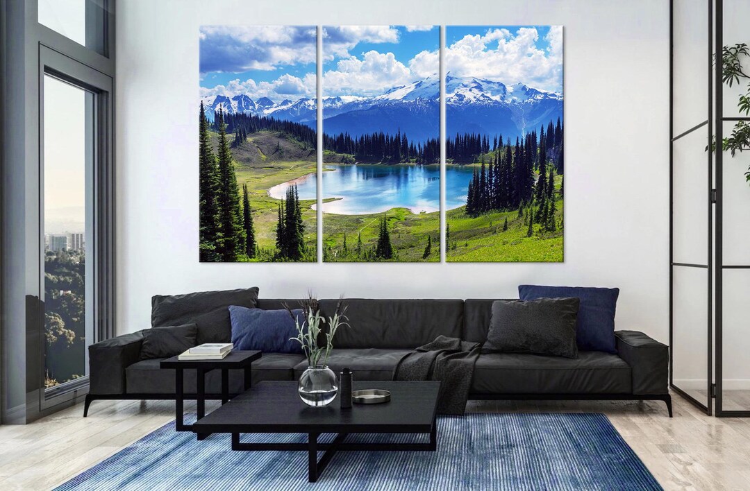 Mountain Lake Canvas Print Mountain Wall Art Living Room Decor Nature ...