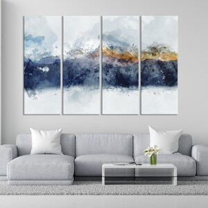 Abstract painting Abstract canvas wall art Mountain wall decor Smoky mountains print Large Canvas Art Set of 4 Panels