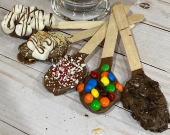Chocolate Dipped Spoons: Hot Cocoa Spoons with Toppings