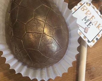 Chocolate Dinosaur Egg: Candy Filled, Edible Gold Luster, Break Me