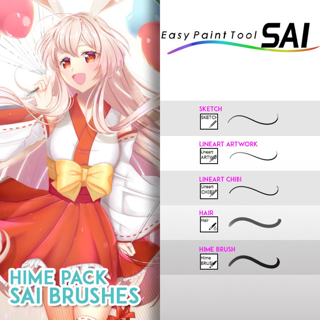 Hime Pack BRUSHES Paint Tool SAI Lineart Brush, Soft Brush, Manga Brush