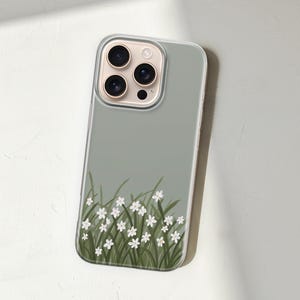 Wildflowers Phone Case Sage Green Pastel Cover for iPhone 16 Pro Max, 15 Plus, 14, 13, 12, 11, XS & Samsung S25, S24, A56, A55, Pixel 9, 8