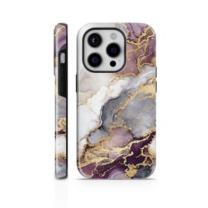 Golden Lavender Marble Phone Case TOUGH Cover for iPhone 16 Pro Max, 15 Plus, 14, 13, 12, 11, XS & Samsung S24, S23, A55, A54, Pixel 9 Pro,8