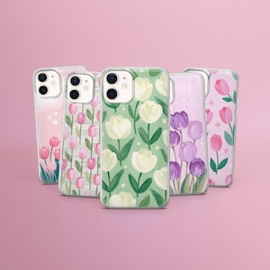 Custodia per telefono Girly Tulips Fresh Look Cover per iPhone 16 Pro, 14, 13, 12, 11, Samsung S24FE, S23, S22, A55, A54, A16, A35 Pixel 9 Pro XL, 8a, 7a, 6