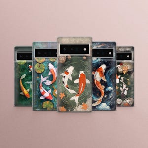 Custodia per telefono con carpa giapponese Koi Pond Cover per Google Pixel 9,8Pro, 7Pro, 7A, 6A, Samsung S24, S23, A15, A55, A35, iPhone 15Pro, 14, 13Pro, 12