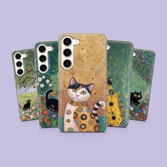 Gustav Klimt Cats Phone Case Iconic Cover for iPhone 17 Pro Max, 16e, 15, 14, 13 & Samsung S26 Ultra, S25 FE, A57, A56, Pixel 10, 9A