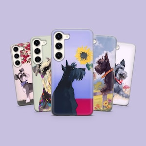 Custodia per telefono Schnauzer a forma di cucciolo in miniatura per Samsung Galaxy S24Ultra, S23FE, S22, A15, A35, A54, A55, A05s, iPhone 15, 14, 13, 12, Pixel 8, 7A