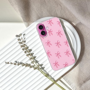 Custodia per telefono Coquette Ribbon, custodia rosa femminile per Samsung Galaxy S24FE, S23FE, S22, A16, A35, A54, A55, A05s, iPhone 16, 15, 14, 13, Pixel 9 Pro XL, 8, 7a