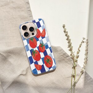 Retro Tomato Handyhülle Rot Abstrakte Kunst Cover für iPhone 16 Pro Max, 15 Plus, 14, 13, 12, 11, XS & Samsung S25, S24, A56, A55, Pixel 9, 8