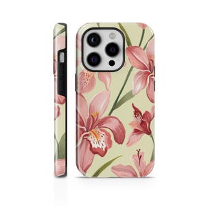 Pink Tiger Lily Phone Case Flower TOUGH Cover for iPhone 16 Pro Max, 15 Plus, 14, 13, 12, 11, XS & Samsung S24, S23, A55, A54, Pixel 9 Pro,8