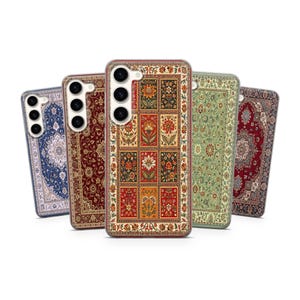 Tapis oriental coque de téléphone à motif floral pour Samsung Galaxy S24FE, S23FE, S22, A16, A35, A54, A55, A05s, iPhone 16,15,14,13, Pixel 9 Pro XL, 8,7a