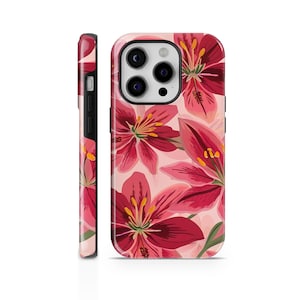 Lily Scatter Phone Case Cute Red TOUGH Cover for iPhone 16 Pro Max, 15 Plus, 14, 13, 12, 11, XS & Samsung S24, S23, A55, A54, Pixel 9 Pro,8