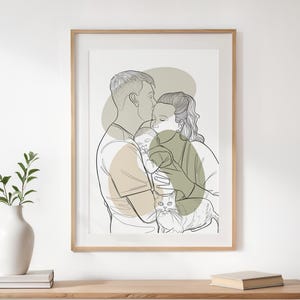Disegno di famiglia personalizzato, regalo personalizzato per la festa del papà, ritratto personalizzato da foto, regalo per papà, regalo personalizzato per il nonno
