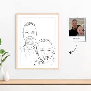 Custom Family Portrait, Minimalist Line Art, First Father's Day Gift (Digital File) image 4