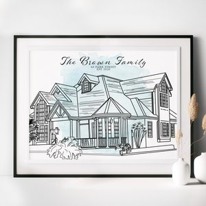 Aangepaste huislijntekening, gepersonaliseerd housewarmingcadeau, huisschilderij, nieuw huiscadeau, tekening van huisfoto, eerste huiscadeau